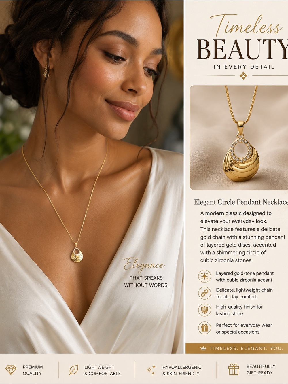 Elegant Gold Circle Pendant Necklace by